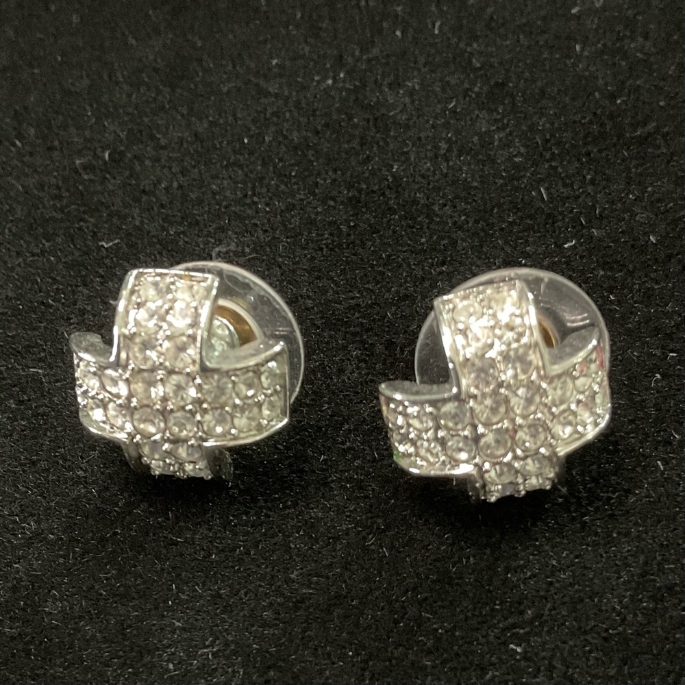 Elegant Silver Stud Rhinestone Earrings